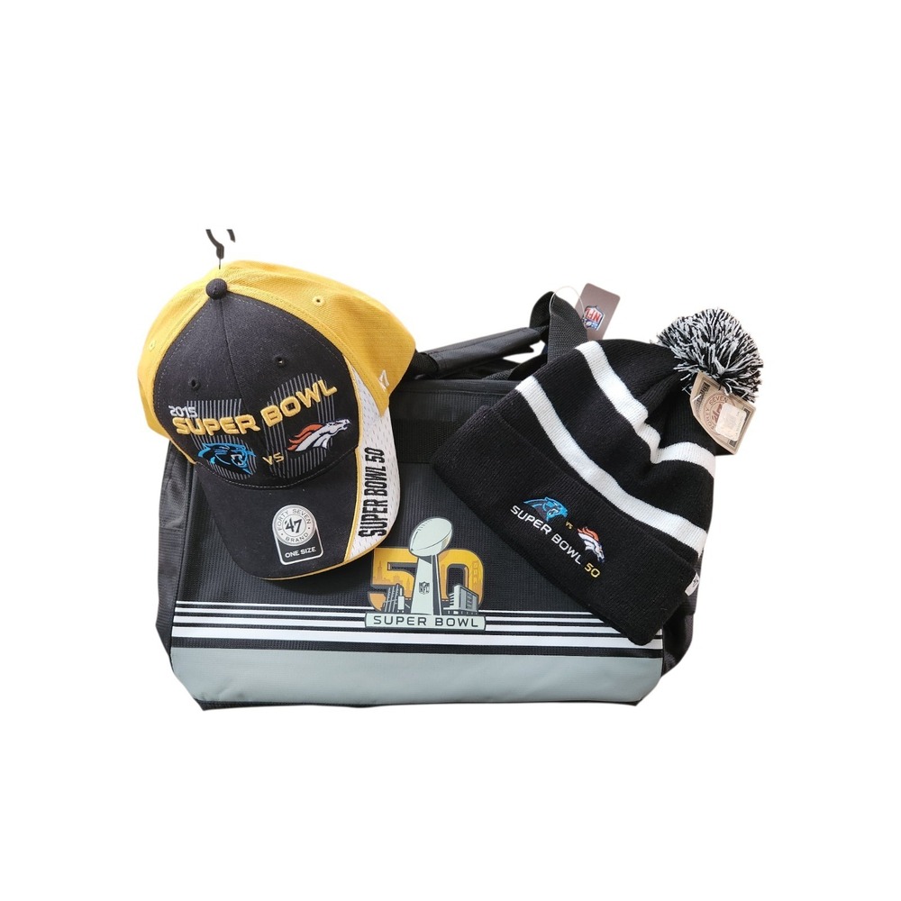 Broncos Panther Super Bowl 50 2016 Cap Hat Knit Beanie Duffle Set ‎ NFL Fan Gear